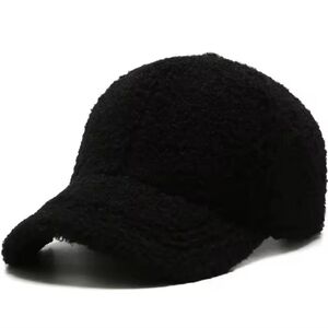 New Unisex Faux Lamb Wool Cozy Black Baseball trucker Cap hat fall winter
